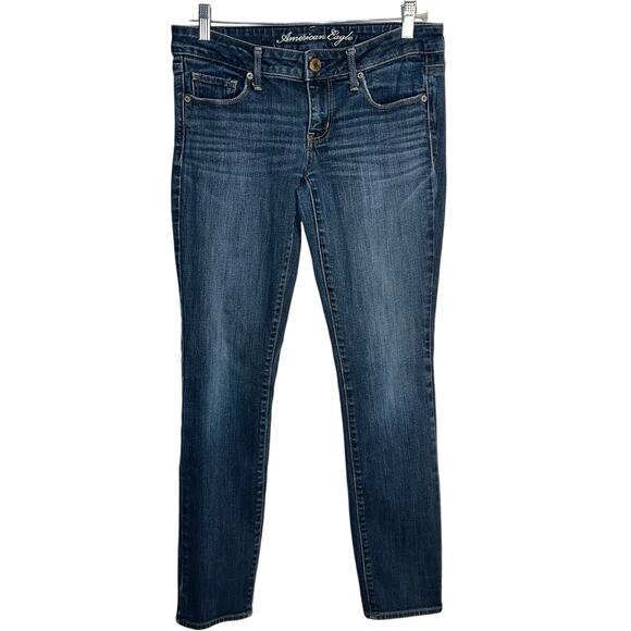 American Eagle Stretch Skinny Low Rise Jeans Size 6 Regular Medium Denim Wash - Picture 1 of 7